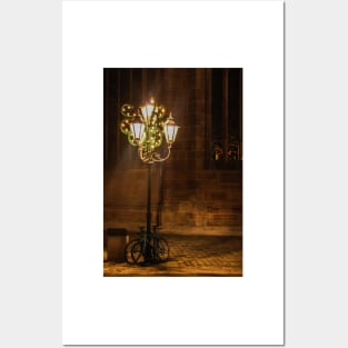 Vintage Christmas streetlight with decoration Posters and Art